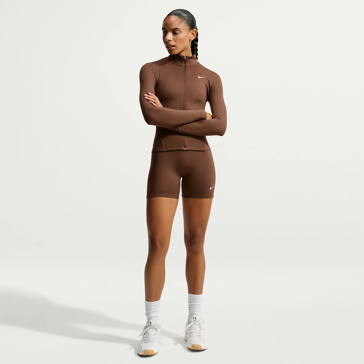 Sykkelshorts med høyt liv til dame (13 cm)