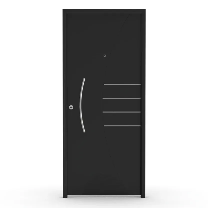 Puerta de exterior acero Curva negra 80 x 200 cm derecha