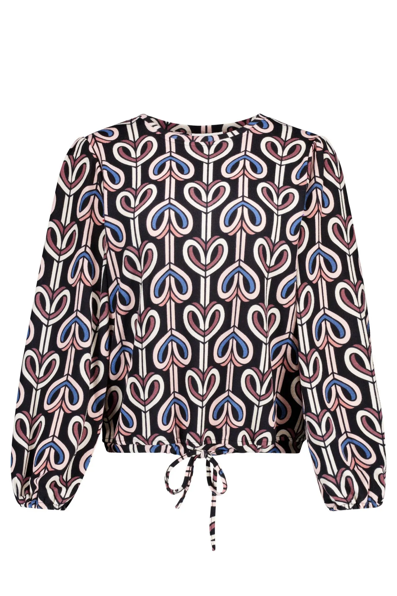 Zwart shirt met gekleurde hartjes