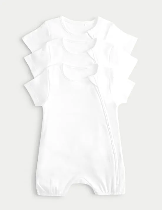 3 Pack Pure Cotton White Rompers (0-3 Years)