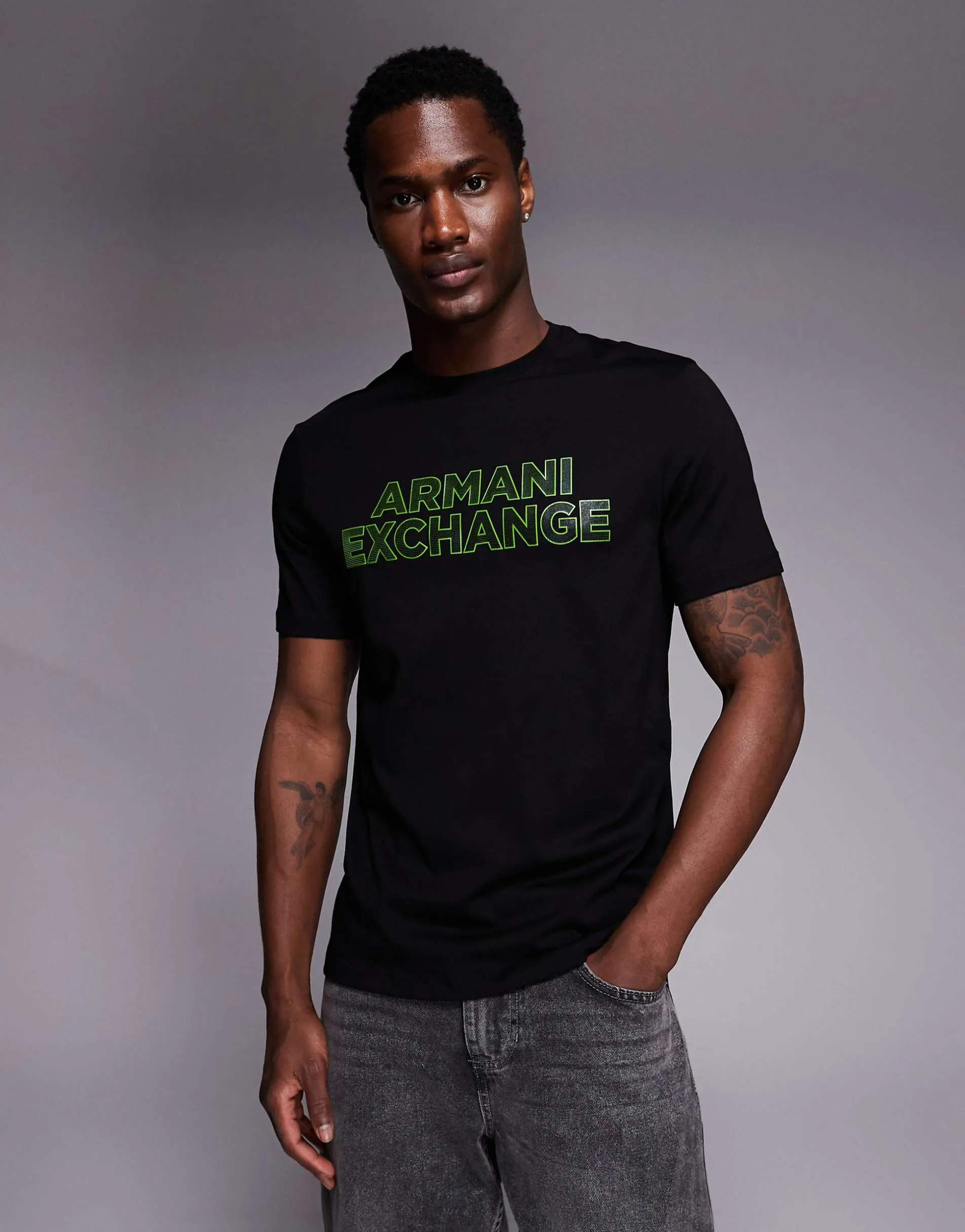 Armani Exchange chest logo t-shirt in black
