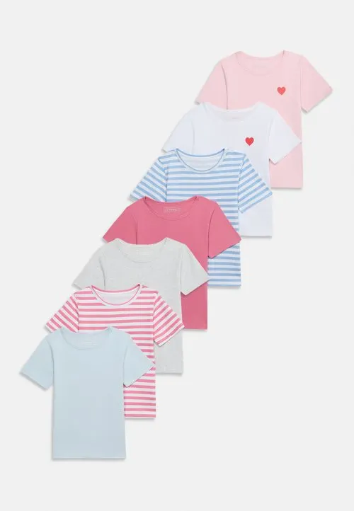 7 PACK - T-shirts med print - blue/light pink/mottled grey