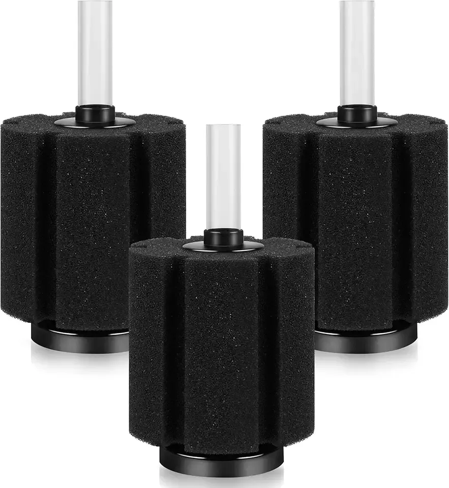 Fuosuc Sponge Filter for Betta Fry Aquarium Fish,for Clear and Quiet Aquariums Tank Up to 60 Gallon Each 3pc