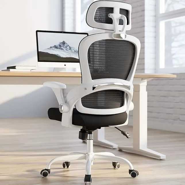 TRALT Office Chair - Ergonomic Office Chair with Back Support, Computer Chair - Home Office Desk Chairs, 330lbs Wide Seat Big and Tall Office Chairs with Headrest, Comfy Desk Chairs (White Black)