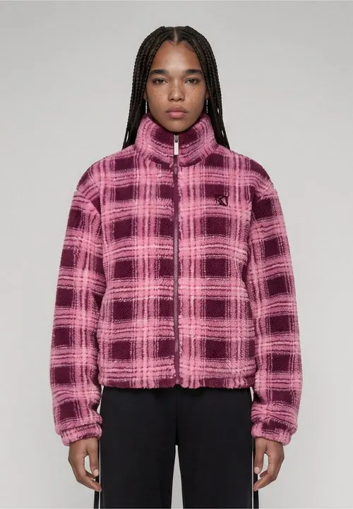 OG CHECK TEDDY TRACKJACKET - Fleecejakke - plum rose off white