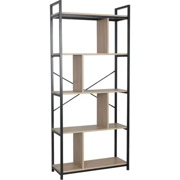 Libreria in legno truciolare e metallo Nero Linea Hamilton
