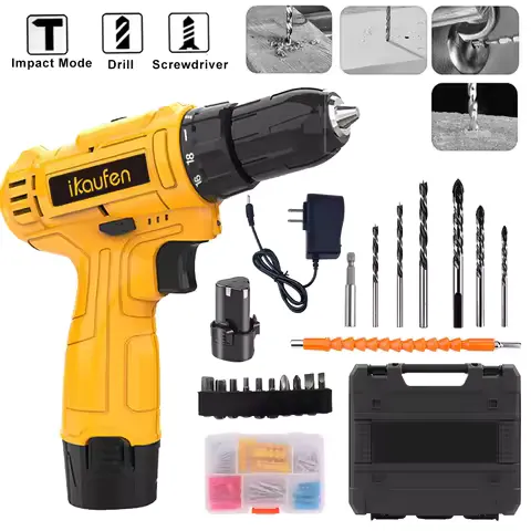 24 in 1 Cordless Drill Set 12V Electric Power Drill 2 Variable Speeds Battery Powered Screwdriver Driver 25+1 Clutch Power Tool