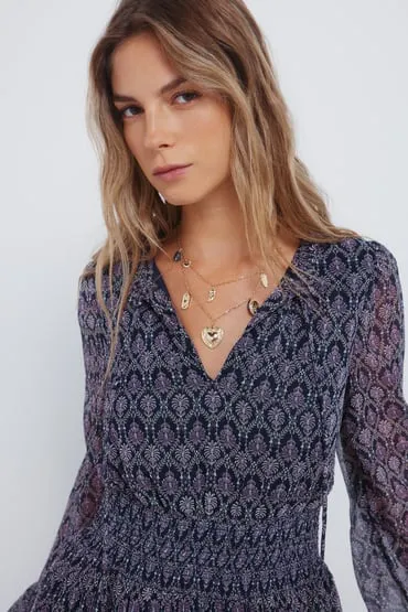 Vestido corto estampado geométrico