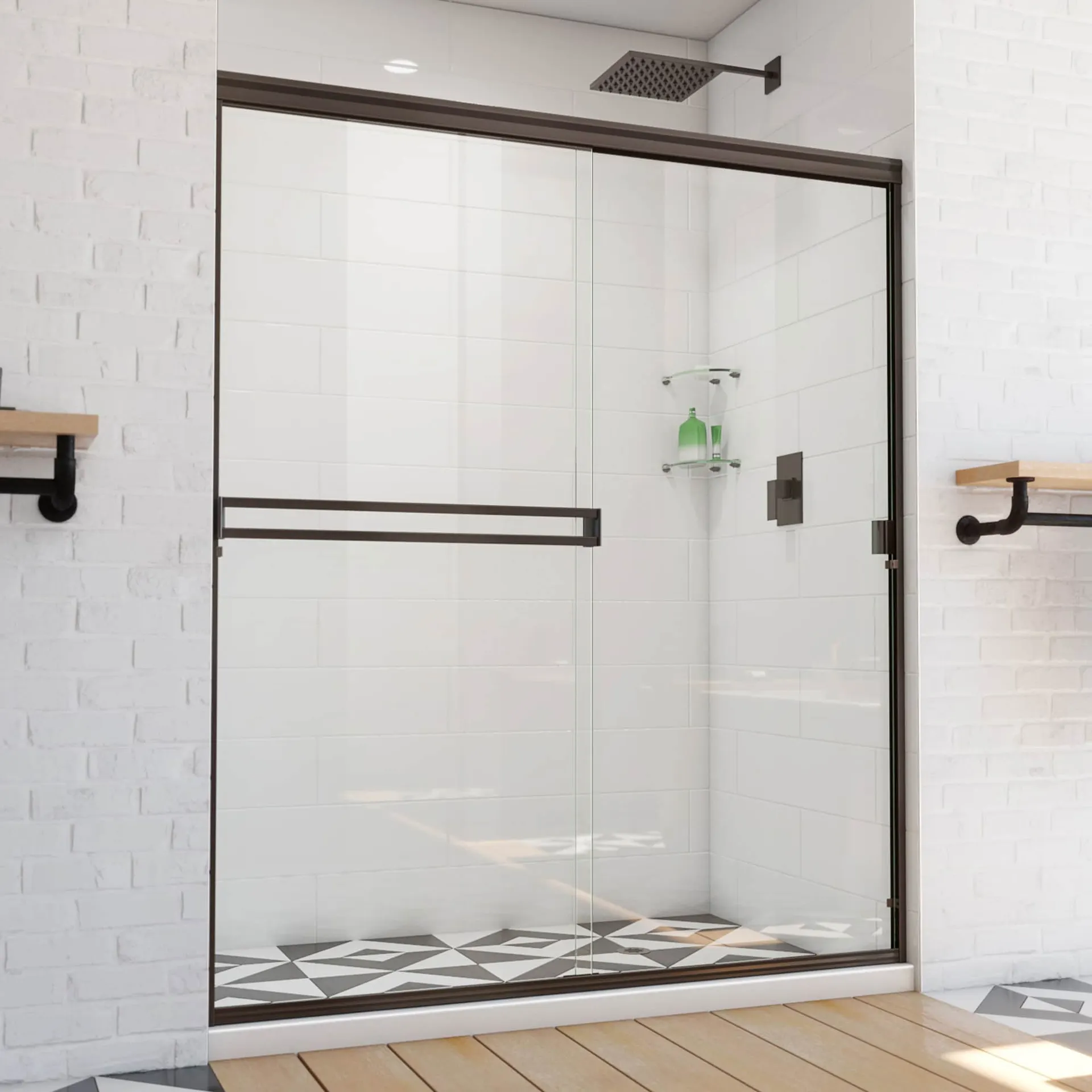 Alliance Pro BG Oil Rubbed Bronze 56-in to 60-in W x 70.375-in H Semi-frameless Bypass Bypass Shower door