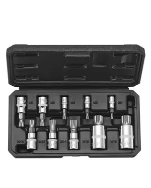 Set Chiavi a Bussola Triple Quadrate VEVOR 10PCs,M4-M18,Innesti 1/4,3/8,1/2",Acciaio Cr-V,Cofanetto di Conservazione,Meccanico Riparazione Auto