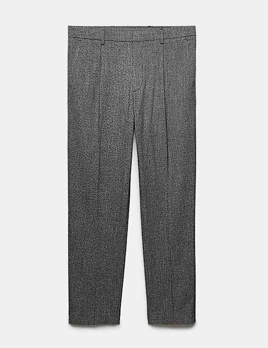 Auf Figur geschnittene Hose mit Stretchanteil und Hahnentrittmuster