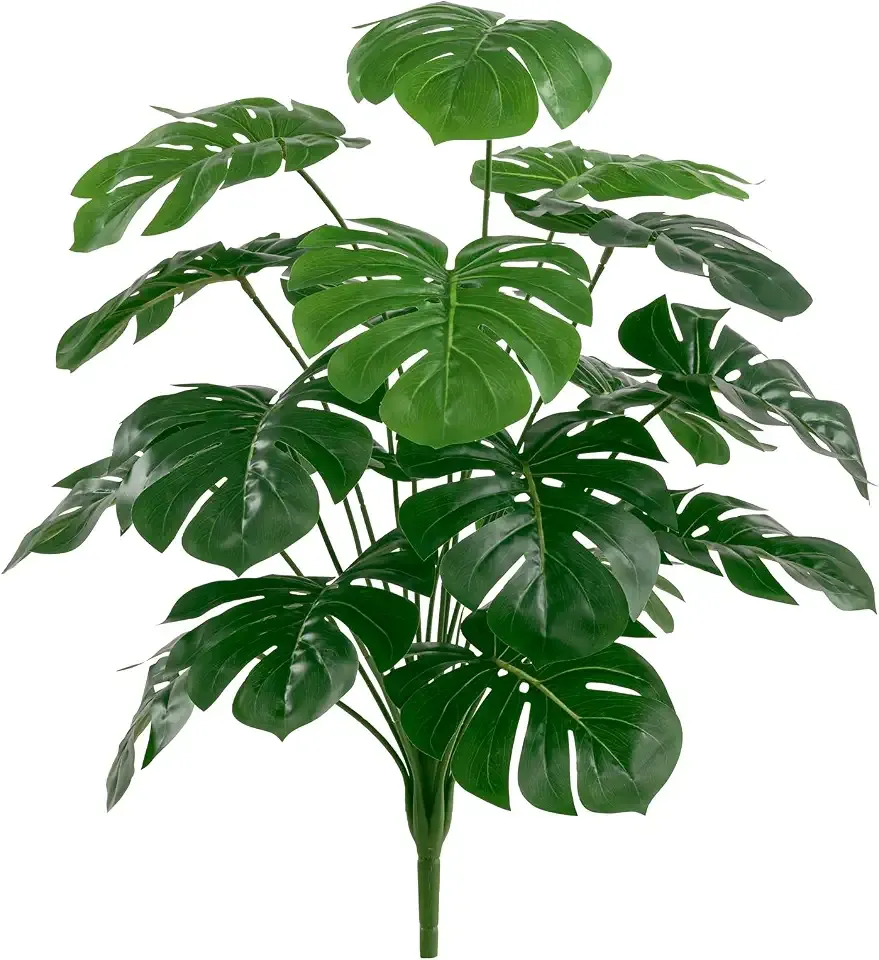 SHACOS 25 inch Artificial Monstera Plant No Pot, Green | Artificial Plam Tree Tropical Turtle Leaves, DIY Easy Assembly, Plastic and Wire Stems, Silk Leaf