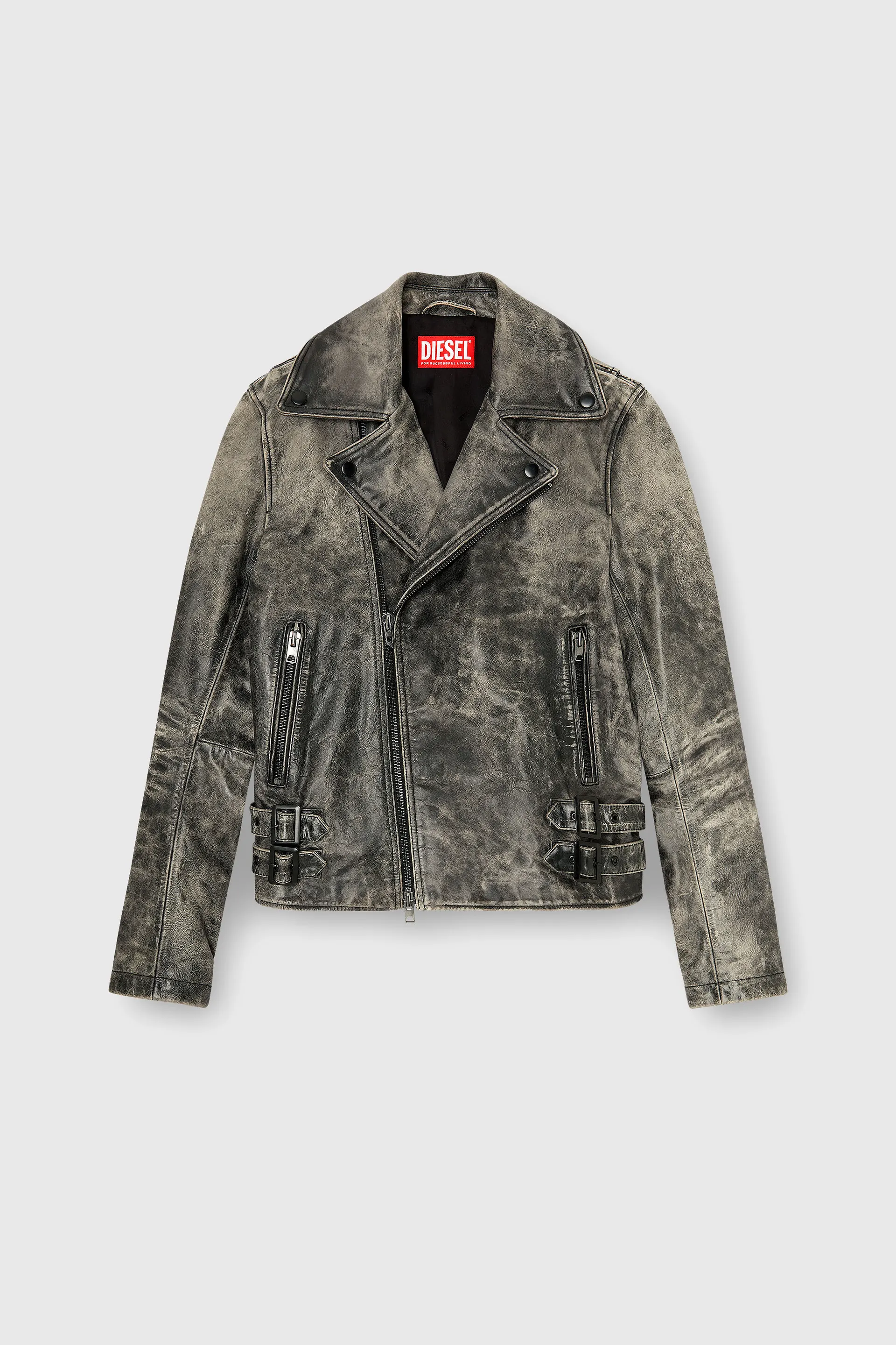 Biker jacket in treated leather
