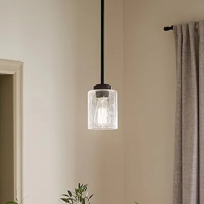 allen + roth Kesteven 1 -Light Brushed gold Modern/contemporary Clear glass Jar Mini Hanging Pendant light