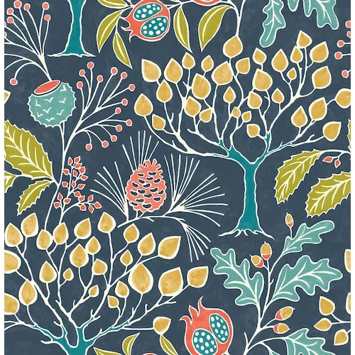 Groovy Garden Navy Peel & Stick Wallpaper