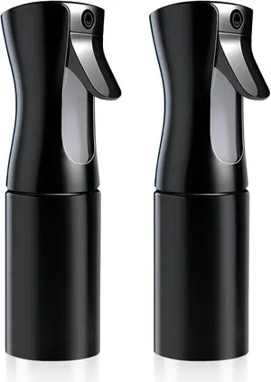 Confezione da 2 flaconi spray da 200 ml con nebulizzatore d'acqua continuo e fine per piante, pulizia, alcol, ecc. (nero)