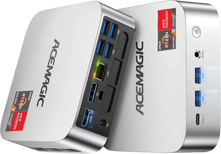ACEMAGIC Mini PC Windows 11 Pro, AMD Ryzen R2544(Beat 4300U/3500U, up to 3.7GHz), 16GB DDR4 RAM 256 SSD Mini Computers, 28W MAX Desktop 4K Triple Display/HDMI/WiFi/BT/LAN for Home Office Business