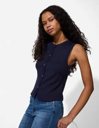 Top in maglia - Abbottonatura - Blu scuro