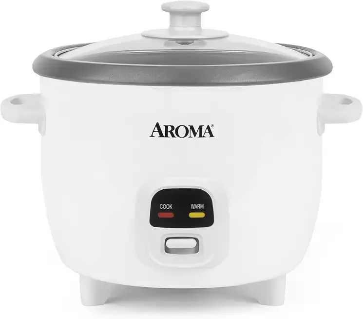 AROMA Rice Cooker, 3-Cup (Uncooked) / 6-Cup (Cooked), Small Rice Cooker, Oatmeal Cooker, Soup Maker, Auto Keep Warm, 1.5 Qt, White, ARC-393NG