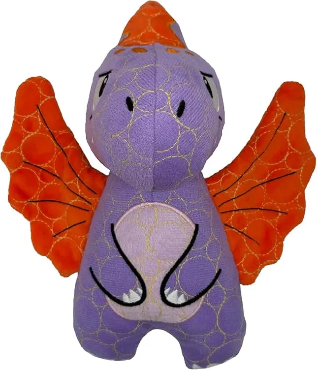 Bite Force - Durable & Strong Dog Toy Purple Dino with Squeaker, Kevlar-Reinforced for Aggressive chewers.