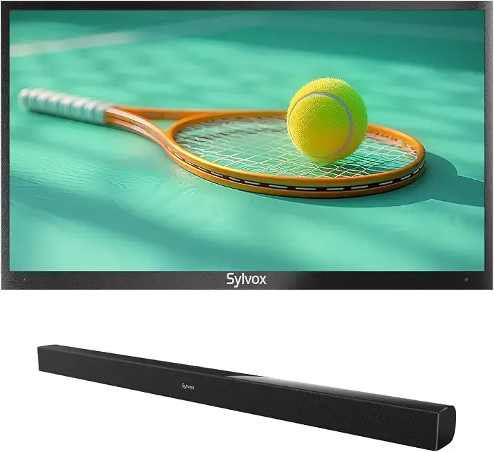 SYLVOX 65" Full Sun Outdoor TV, 2000 Nits, & S2 Outdoor Waterproof Soundbar