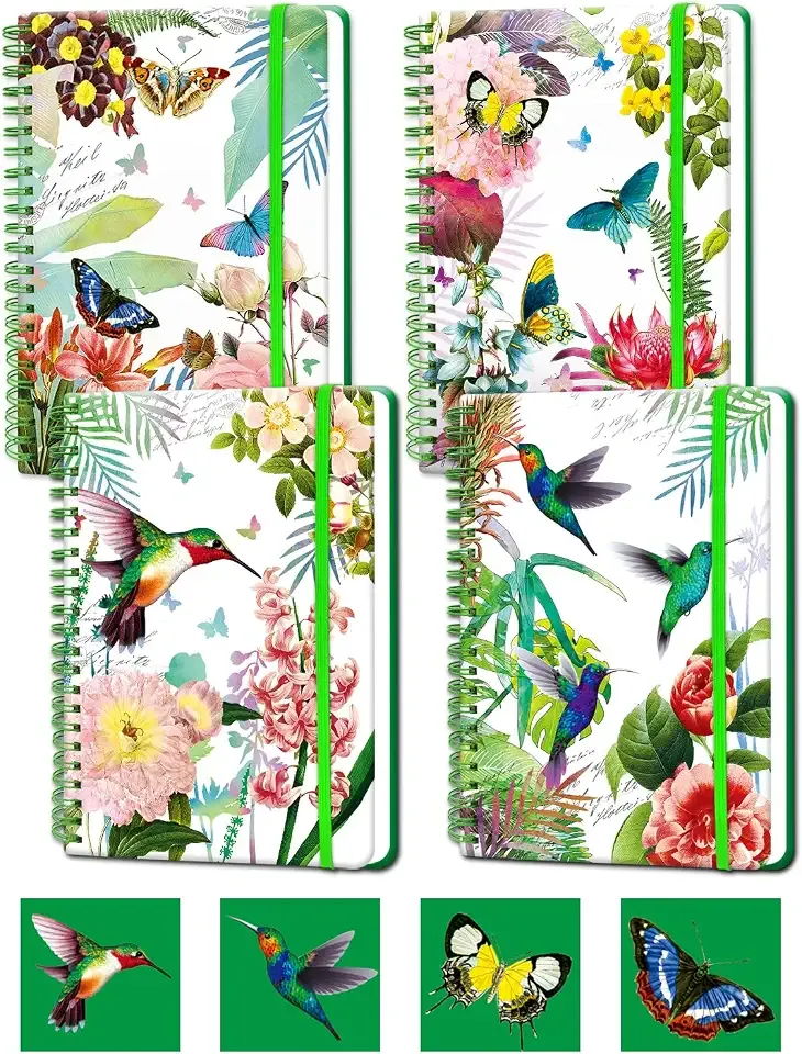4Pack A5 Spiral Notebook, 5.7x8.5 Inch 160 Line Page Hardback Small Notepad