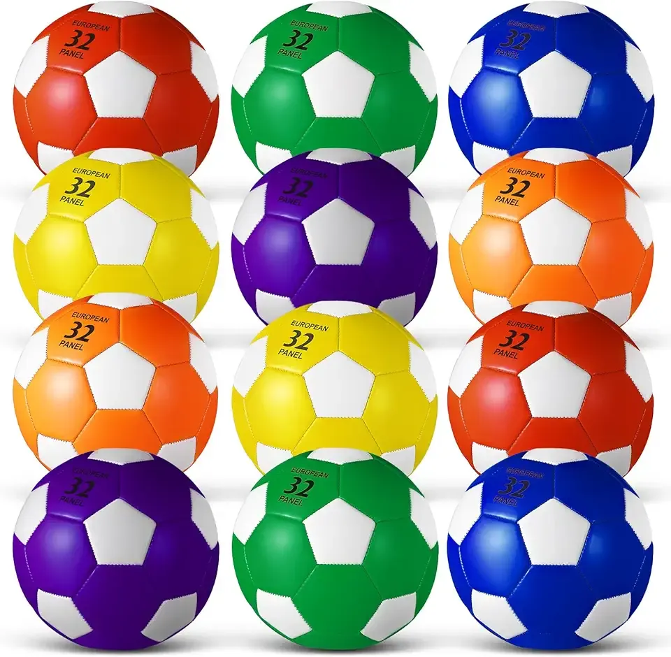 12 Pcs Soccer Ball with Pump Official Size 3/4/5 Soccer Ball Bulk for Child Adult School Sport Training Practice Back to School
