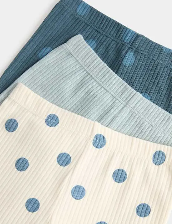 3er-Pack Leggings mit hohem Baumwollanteil und Punktmuster (0–5 Jahre)
