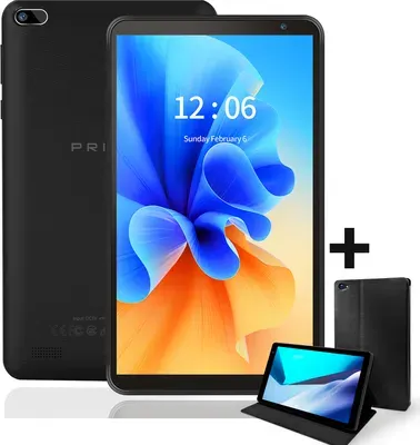 PRITOM P7 PLUS 7 Zoll Android Tablet PC 32GB ROM Android 11 Quad Core IPS HD Display WiFi Tablets mit Lederhülle Hülle (Schwarz)