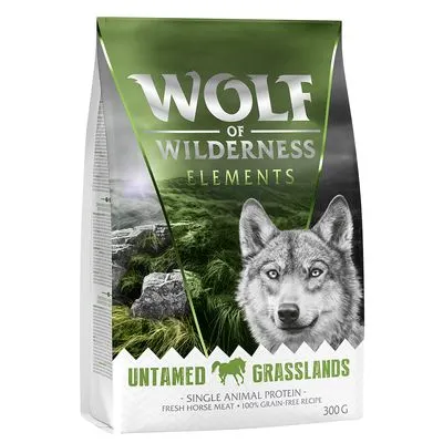 Testez-les ! Wolf of Wilderness pour chien Elements Untamed Grasslands, cheval - mono-protéine (300 g)