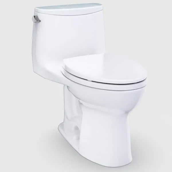 TOTO Eco UltraMax 1-Piece 1.28 GPF Single Flush Elongated ADA Comfort Height Toilet in Cotton White, SoftClose Seat In