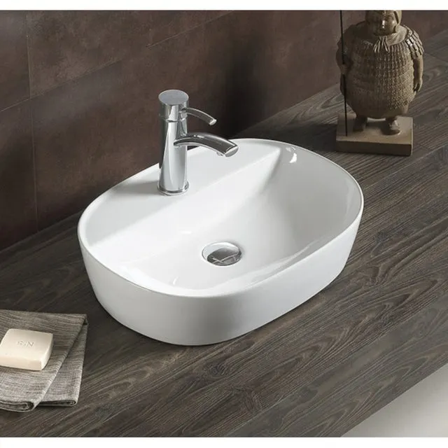 Lavabo sobre encimera Infinitio 60 x 40 x 12,5 cm sin rebosadero, blanco (SATINF6040)