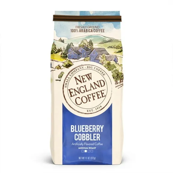 New England Coffee Blueberry Cobbler Blend Medium Roast Ground Coffee, 11 oz