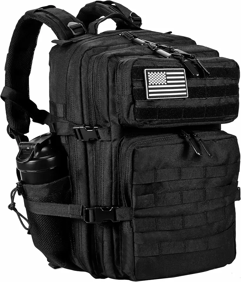 Military Tactical Backpack for Men and Women 45L Army 3 Days Assault Pack Bag Large Rucksack with Molle System - Black