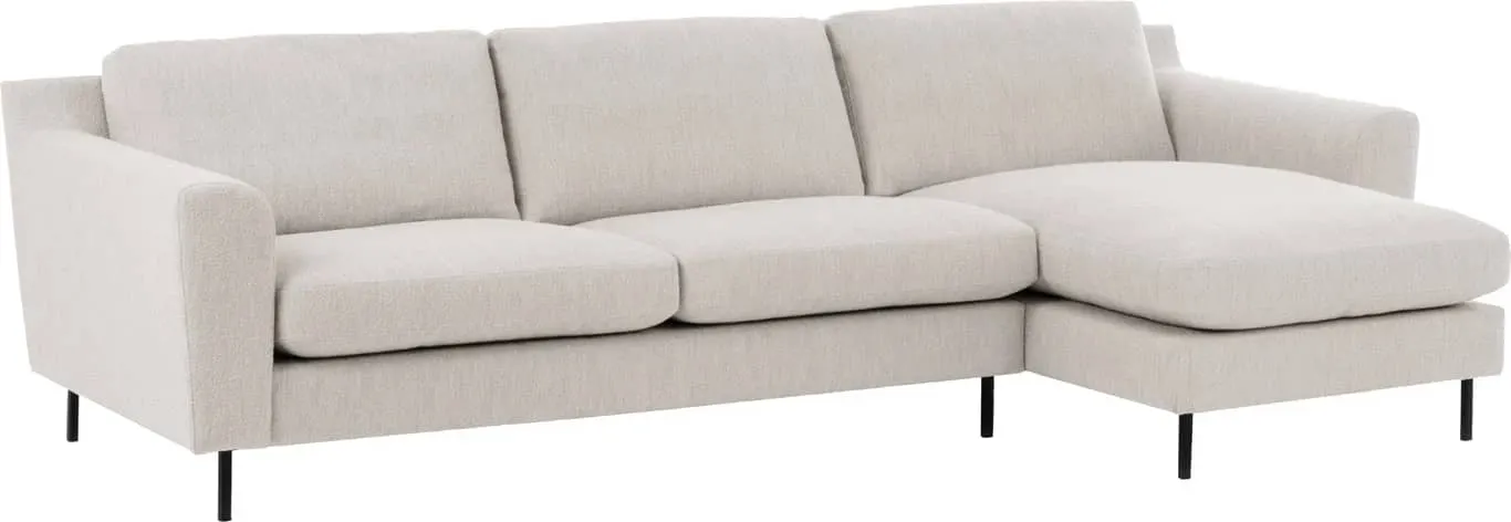 Brunstad Choice dyp 3 seter med sjeselong Modulsofa. 3 seter med 2 seteputer og sjeselong i tekstil Alpine natur, ben 207 i svartlakk, armlene 004