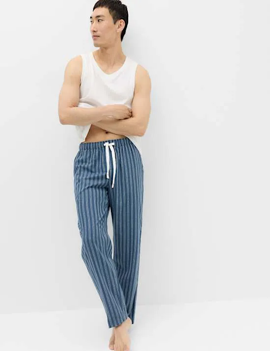 Gestreifte Loungewear-Hose aus reiner Baumwolle