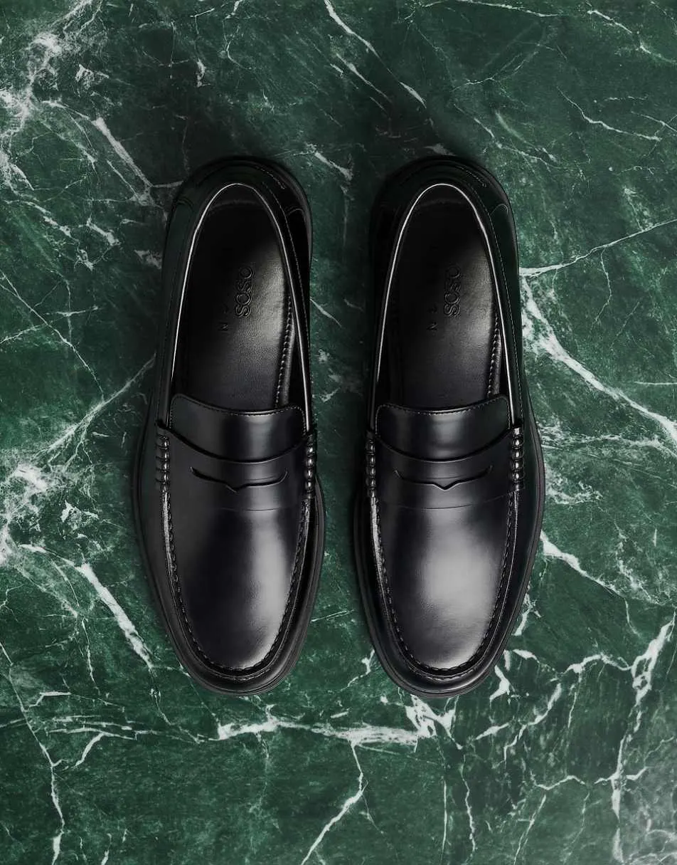ASOS DESIGN penny loafers in black