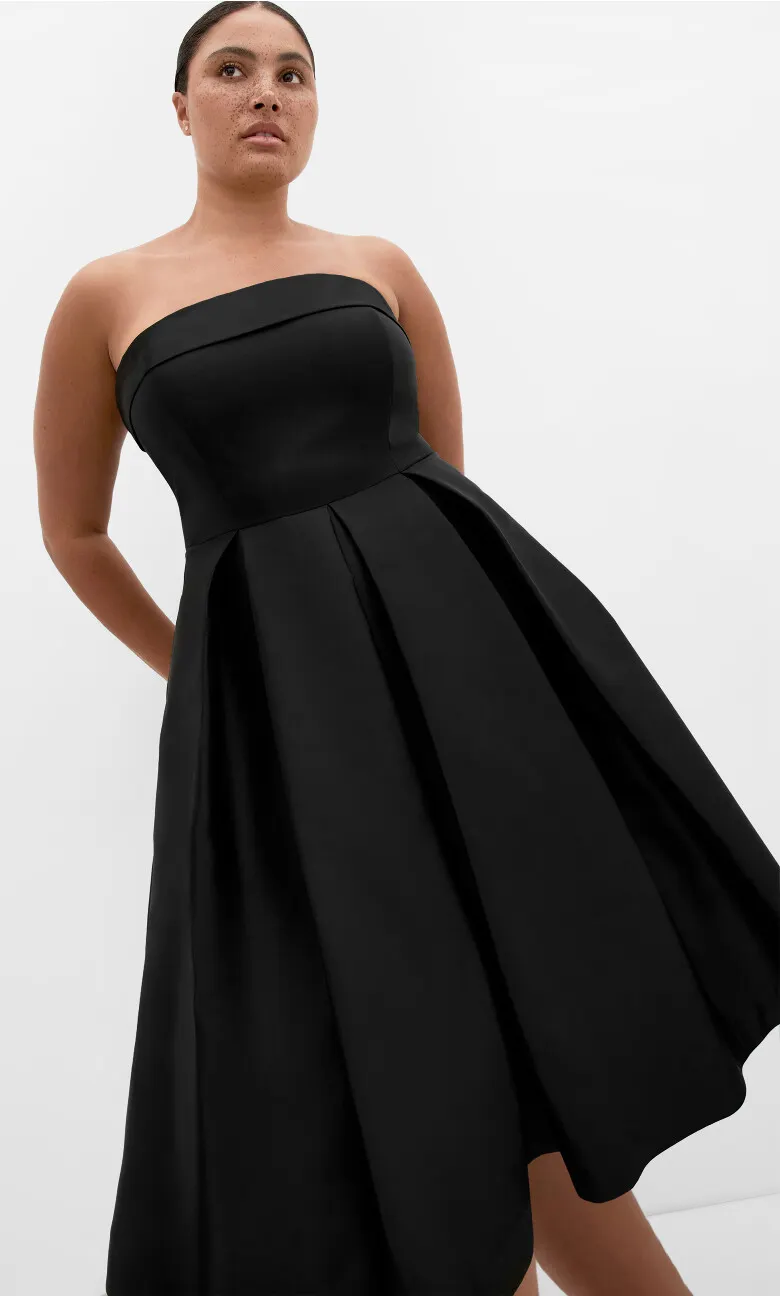 Tiffany Strapless Midi Dress - black