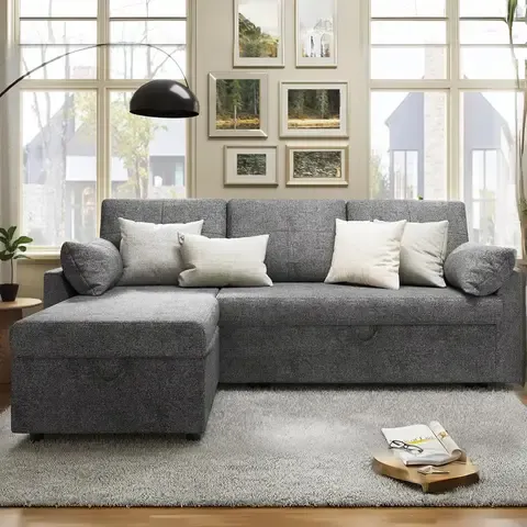 Sofá Cama Seccionals Leticia con Almacenamiento Oculto, Gris