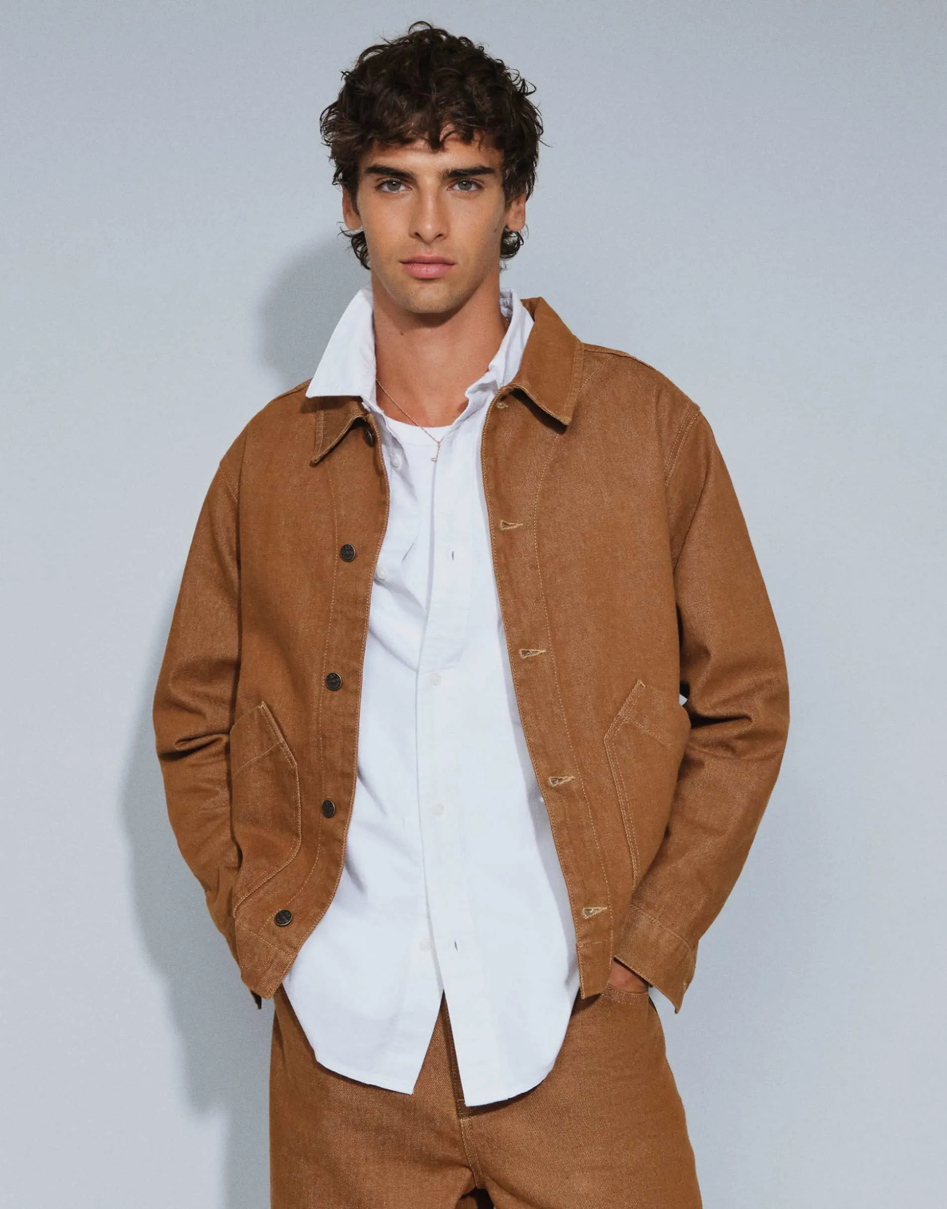 ASOS DESIGN co-ord denim trucker jacket in brown