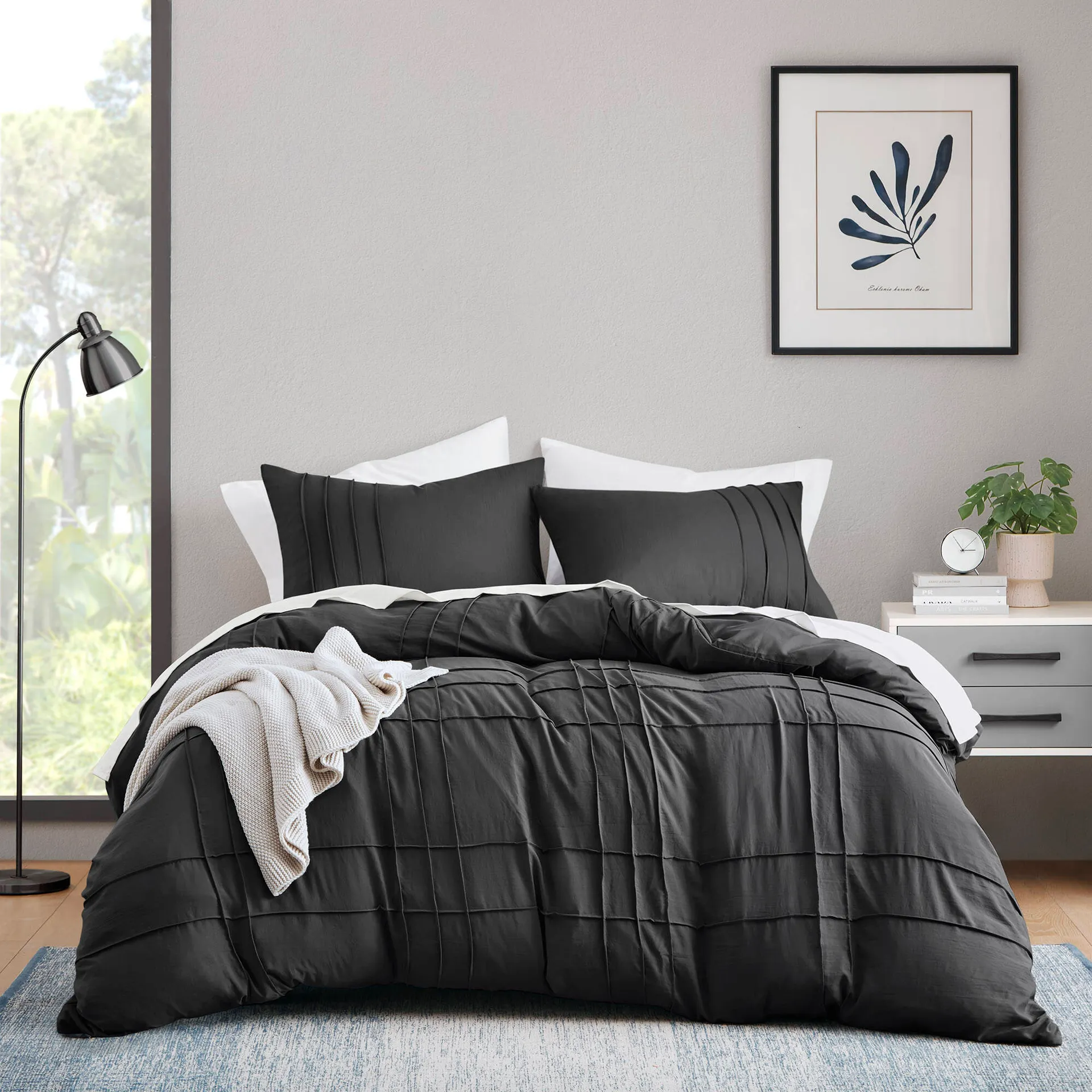 510 Design Black Solid Twin/Twin XL Duvet cover Microfiber
