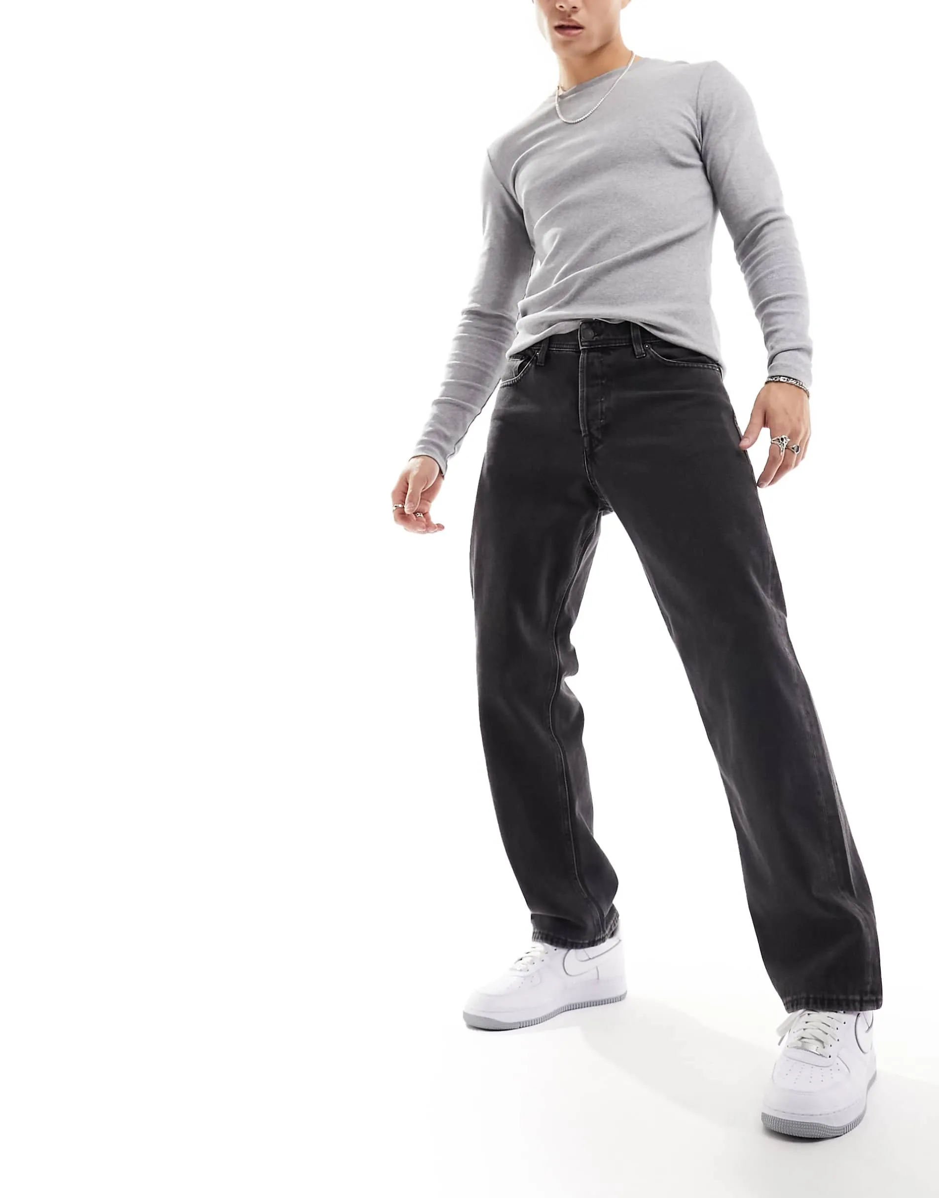 Jack & Jones Eddie loose jeans in washed black