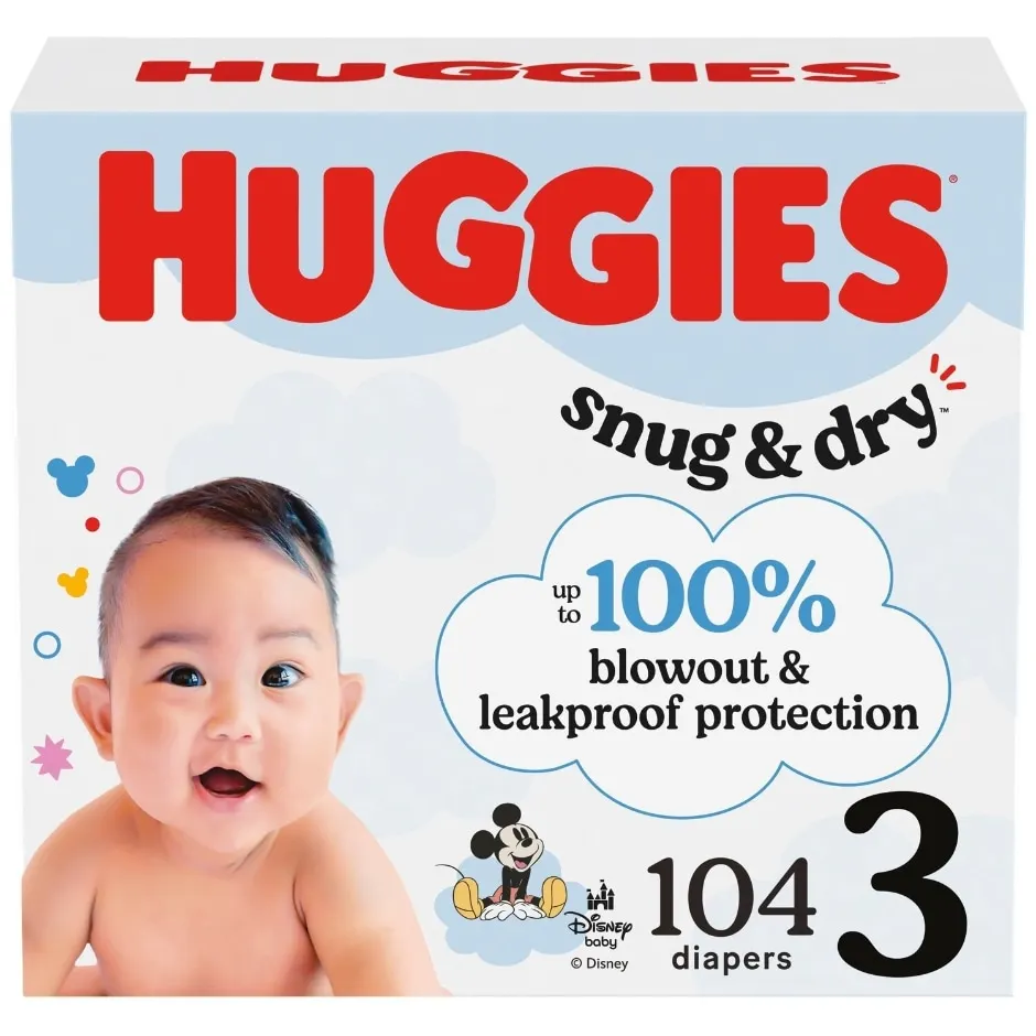 Huggies Snug & Dry Baby Diapers, Size 3 (16-28 lbs), 104 Ct