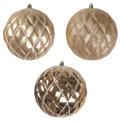 Enchanted Forest® 130mm Copper Mixed Texture Shatterproof Ornaments - 3 Pack