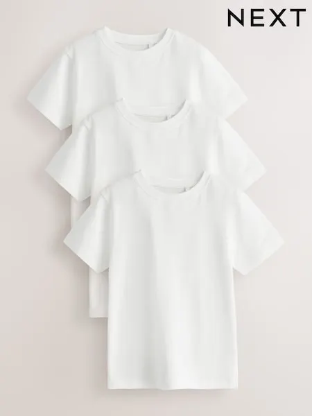 White Regular Fit Short Sleeve T-Shirts 3 Pack (3-16yrs)