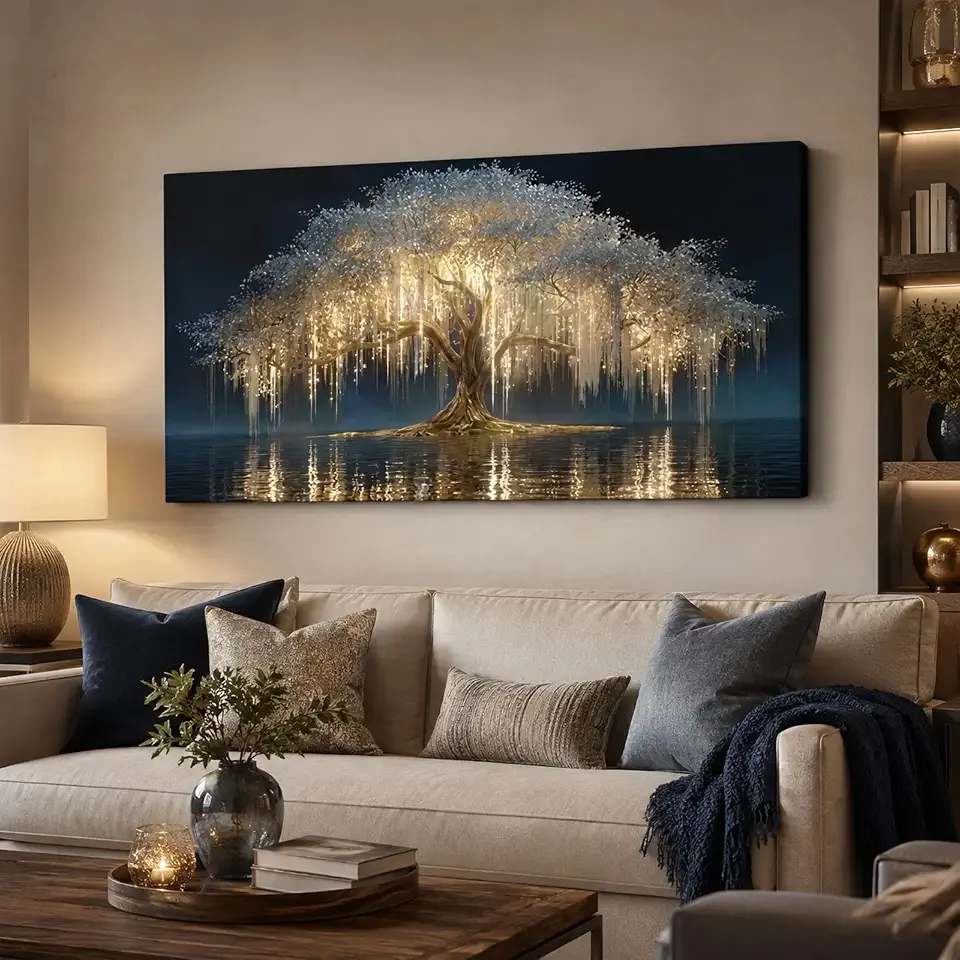 MBFKVFE Large Tree of Life Canvas Wall Art, 24x48 Inch