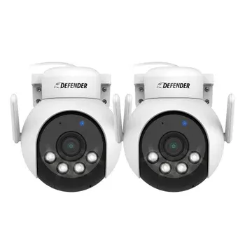 Defender AI POWERED 4K Everwatch PTZ 360 Degree Wi-Fi Outdoor Plug-in Power Security Camera, 2-pack