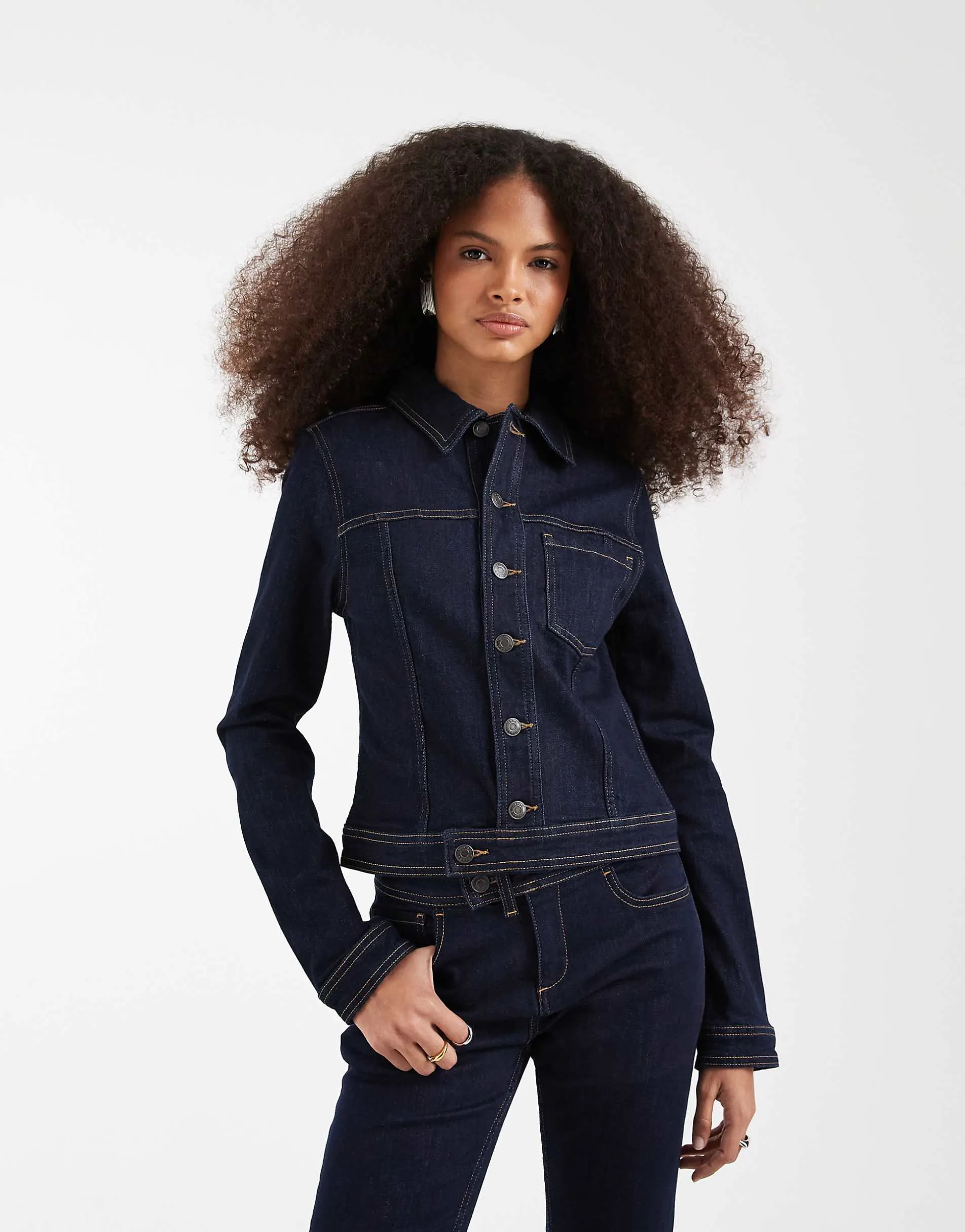 ASOS DESIGN fitted denim jacket and jeans co-ord in inky wash