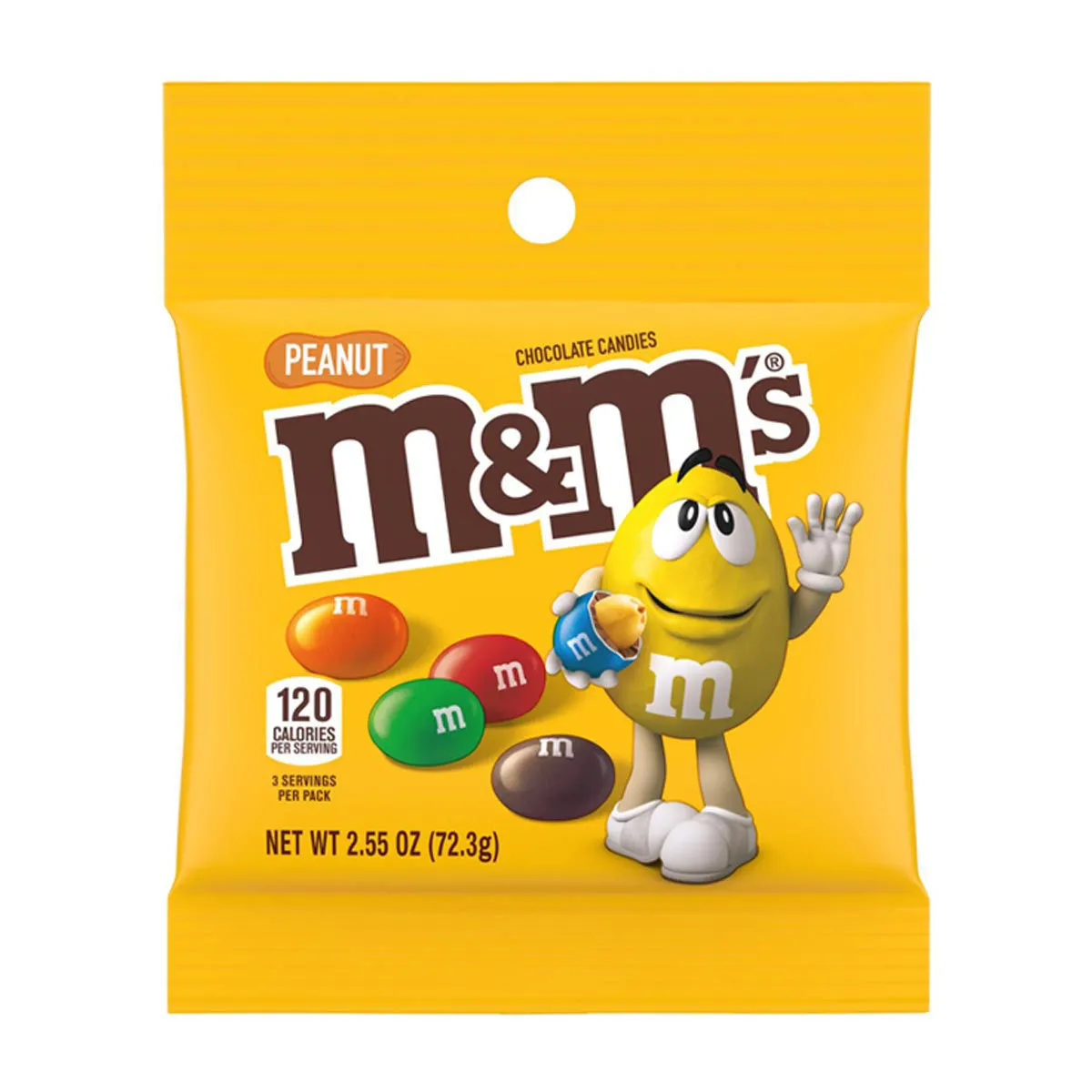 M&M'S Peanut Milk Chocolate Candy, 2.55 oz