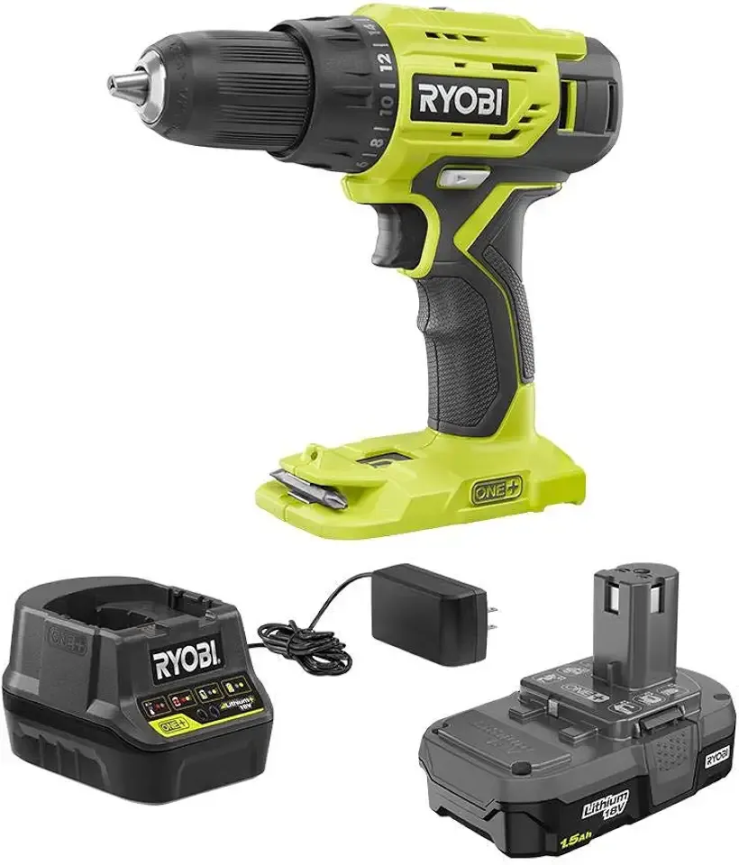 Ryobi P215K 18-Volt ONE+ Lithium-Ion Cordless 1/2 in. Drill/Driver Kit with (1) 1.5 Ah Battery and 18-Volt Charger